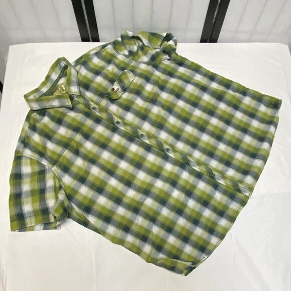 Mossy Oak Short Sleeve Button Up Collared Casual Shirt Green Plaid XXL - Picture 8 of 11